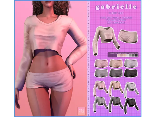 Alpha PEACH REWARD Gabrielle Sleep Set by smsims - The Sims 4 Custom Content