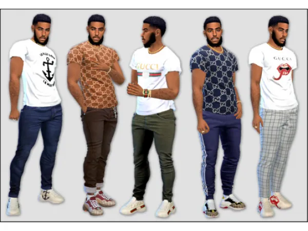 Alpha Rhyton Gucci Tees and Sneakers by simsfinds - The Sims 4 Custom Content