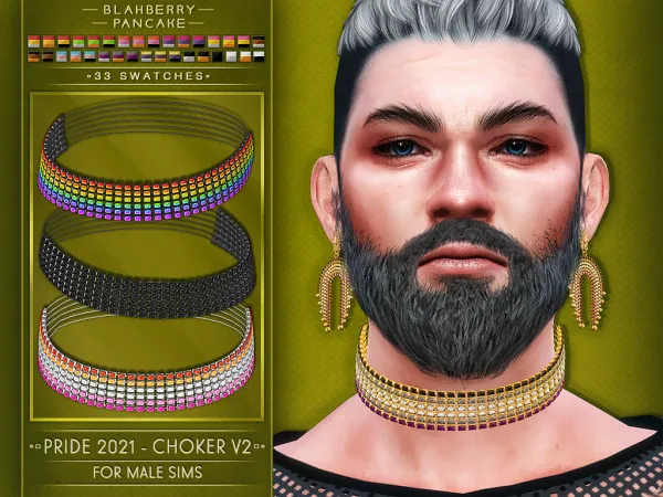 Alpha Blahberry Pancake PRIDE 2021 CHOKER V2 M by blahberry-pancake - The Sims 4 Custom Content