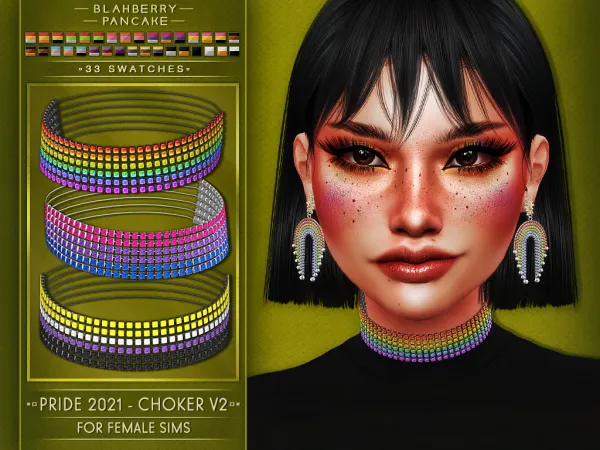 Alpha Blahberry Pancake PRIDE 2021 CHOKER V2 F by blahberry-pancake - The Sims 4 Custom Content