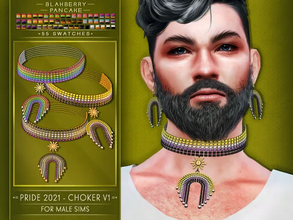 Alpha Blahberry Pancake PRIDE 2021 CHOKER V1 M by blahberry-pancake - The Sims 4 Custom Content