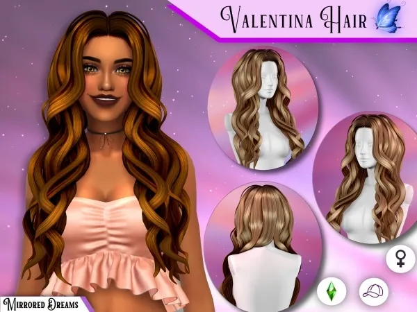 Maxis Match VALENTINA HAIR by mirroreddreamscc - The Sims 4 Custom Content