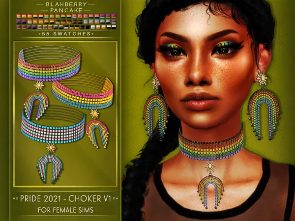 Alpha Blahberry Pancake PRIDE 2021 CHOKER V1 F by blahberry-pancake - The Sims 4 Custom Content