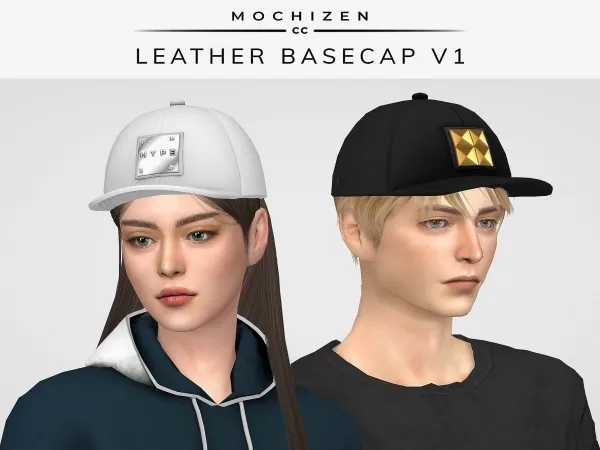 Alpha Mochizen Leather Basecap Unisex Front Vers by mochizen-cc - The Sims 4 Custom Content