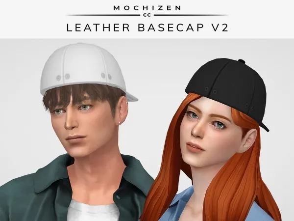 Alpha Mochizen Leather Basecap Unisex Backwards Vers by mochizen-cc - The Sims 4 Custom Content