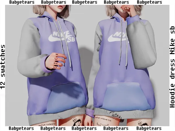 Alpha Hoodie dress Nike Sb by babyetears - The Sims 4 Custom Content