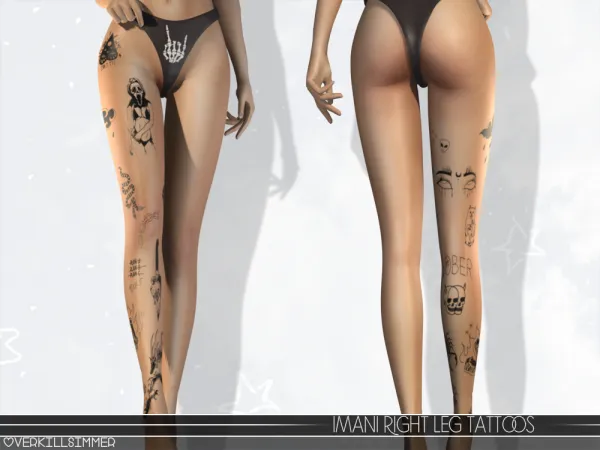 Mix Imani right leg tattoos - The Sims 4 Custom Content