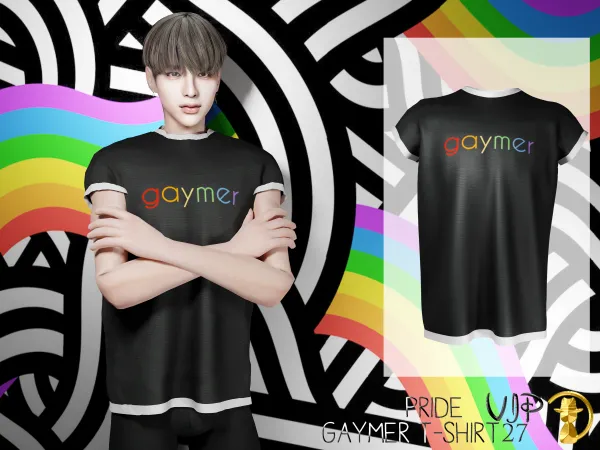Alpha VIP PRIDE Gaymer T shirt VIP27 by daphsmods - The Sims 4 Custom Content