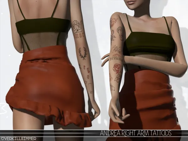 Mix Andrea right arm tattoo by overkillsimmer - The Sims 4 Custom Content