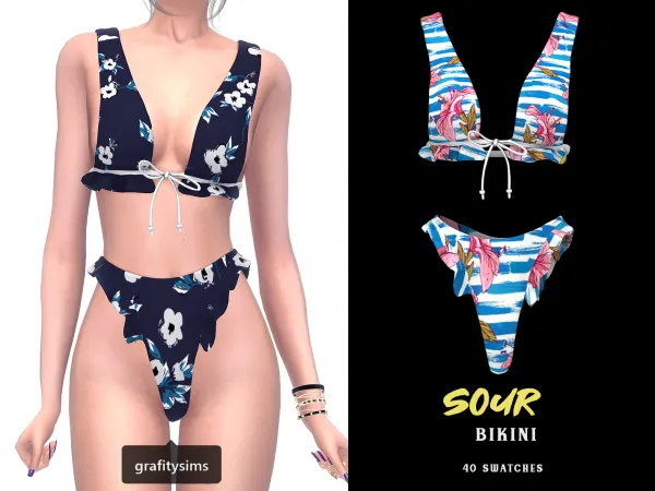 Alpha Sour Bikini by grafity-cc - The Sims 4 Custom Content