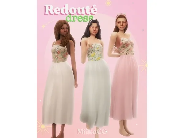 Maxis Match Redouté dress by miikocc - The Sims 4 Custom Content