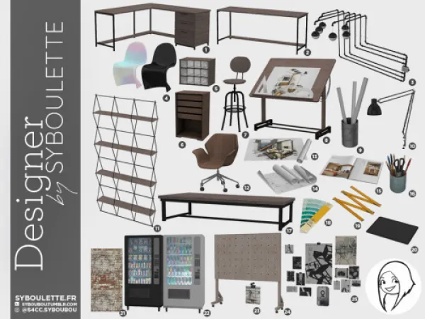 Alpha DESIGNER OFFICE by simsfinds - The Sims 4 Custom Content