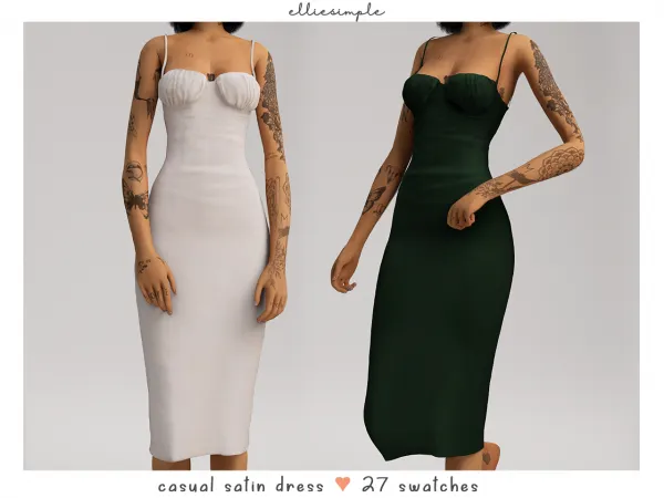 Alpha elliesimple casual satin dress by elliesimple - The Sims 4 Custom Content