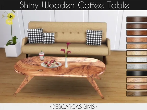 Alpha Shiny Wooden Coffee Table - The Sims 4 Custom Content