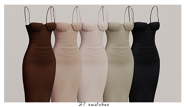 elliesimple - casual satin dress - Sims 4 CC