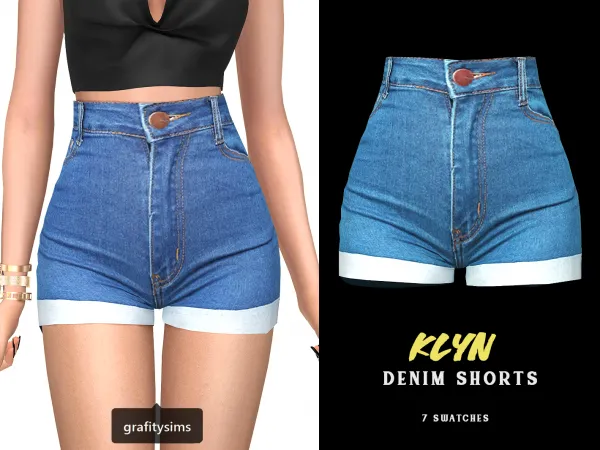 Alpha Klyn Denim Shorts by grafity-cc - The Sims 4 Custom Content