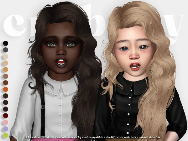 Alpha crybaby shields hair (newsea) toddler f by crybaby - The Sims 4 Custom Content