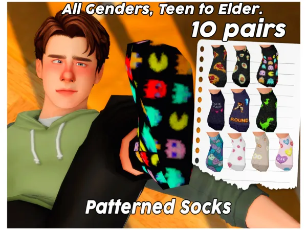 Maxis Match Patterned Socks (BGC All Genders T E) by simsfinds - The Sims 4 Custom Content