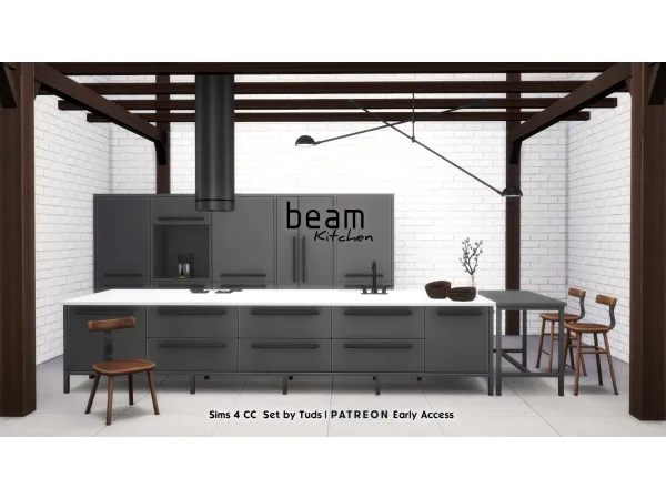 Mix Beam Kitchen Early Access by simsfinds - The Sims 4 Custom Content