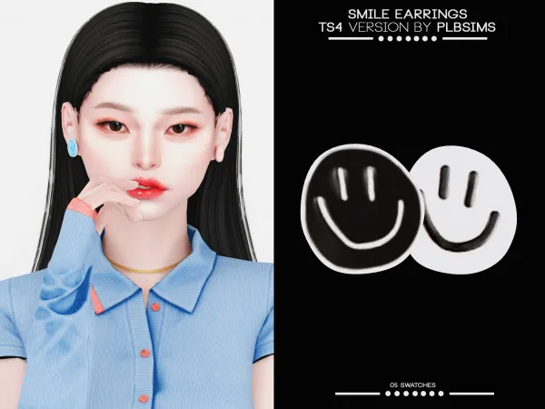Alpha Smile Earrings by plbsims - The Sims 4 Custom Content