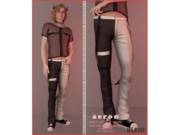 Mix PEACH REWARD Aeron Split Colour Pants by smsims - The Sims 4 Custom Content