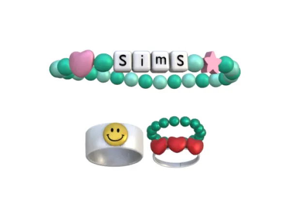 Alpha Sims bracelet and smile heart ring by euno sims cc - The Sims 4 Custom Content