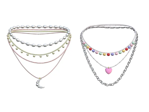 Alpha Summer Layered Necklace by euno - The Sims 4 Custom Content