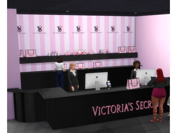 Alpha Victoria's Secret Shopping Bag Wallpapers by simsfinds - The Sims 4 Custom Content