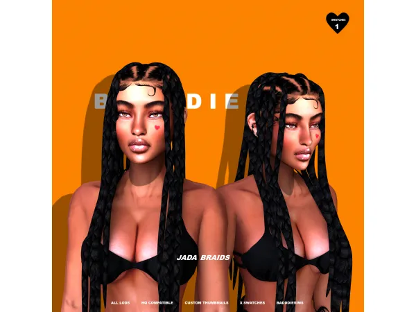 Alpha JADA BRAIDS by simsfinds - The Sims 4 Custom Content