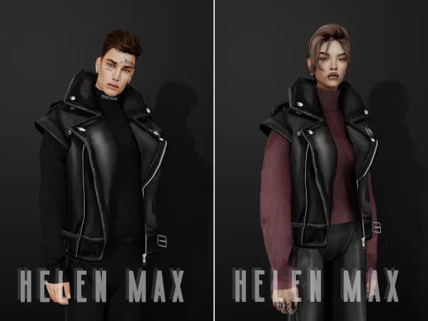 Alpha Helen Max Leather Vest - The Sims 4 Custom Content