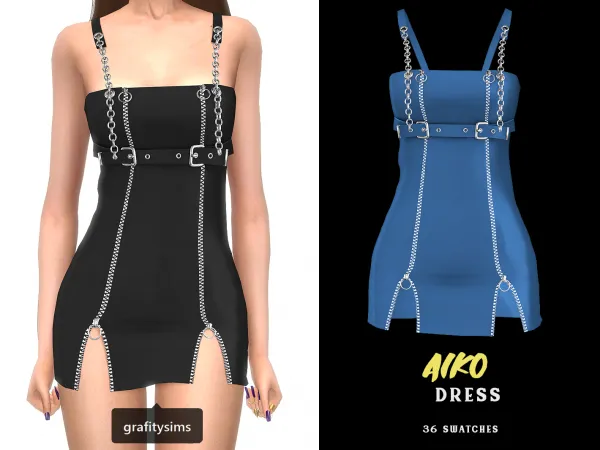 Alpha Aiko Dress by grafity-cc - The Sims 4 Custom Content
