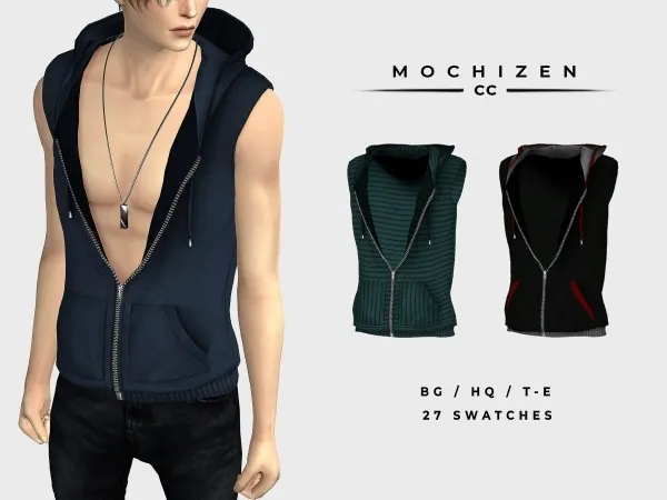 Alpha Mochizen His Hoodie No Tank Top Vers by mochizen-cc - The Sims 4 custom content
