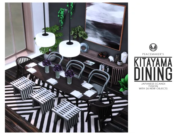 Maxis Match Kitayama Dining Japanese Scandi Fusion with 26 New Objects by Peacemaker_ic - The Sims 4 Custom Content