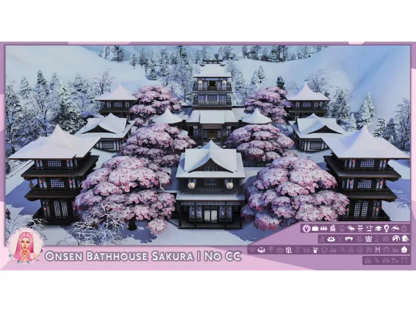 Maxis Match Onsen Bathhouse Sakura Sims 4 No Баня Онсэн Сакура by MikkiMur - The Sims 4 Custom Content