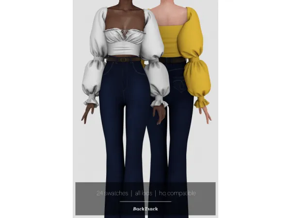 Alpha Florence Puff Sleeves Blouse by BackTrack - The Sims 4 Custom Content