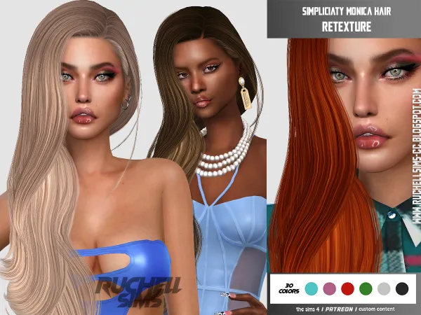 Alpha SIMPLICIATY MONICA HAIR RETEXTURE by ruchellsims - The Sims 4 Custom Content