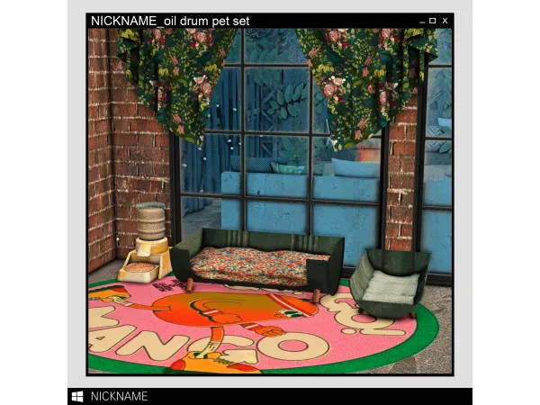 Alpha oil drum pet set by simsfinds - The Sims 4 Custom Content