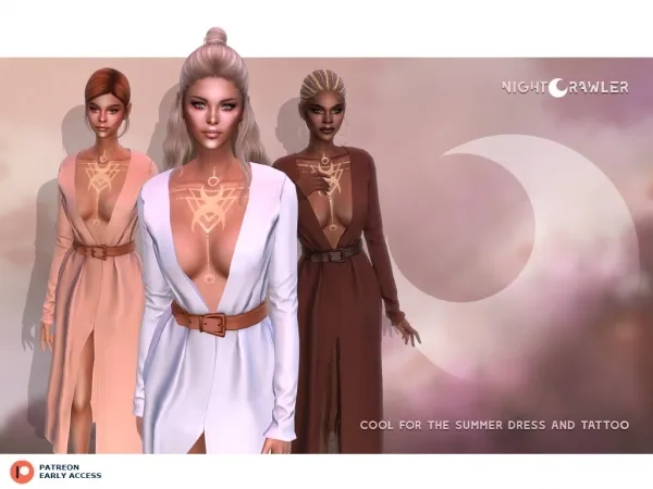 Mix cool for the summer dress and tattoo - The Sims 4 Custom Content