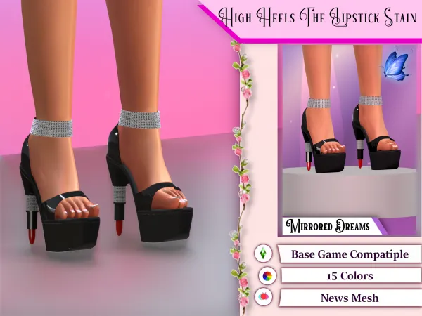 Alpha High Heels The Lipstick Stain by mirroreddreamscc - The Sims 4 Custom Content