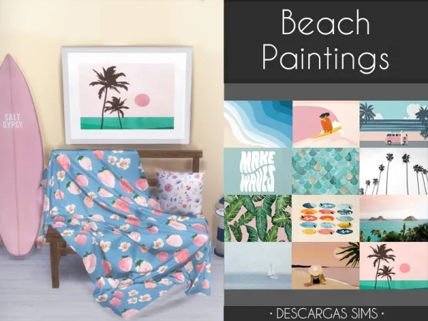 Mix Beach Paintings by descargassims - The Sims 4 Custom Content