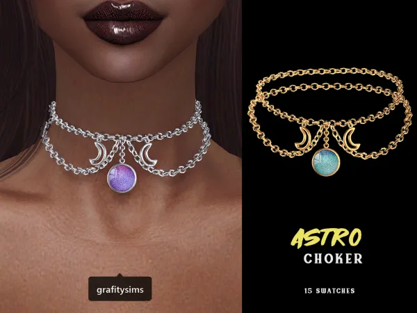 Alpha Astro Choker by grafity-cc - The Sims 4 Custom Content