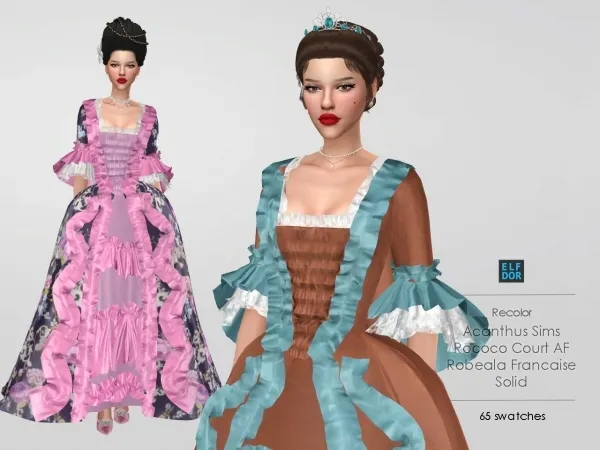 Mix AcanthusSims Rococo Court Robeala Francaise RC by elfdor - The Sims 4 Custom Content