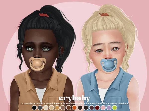 Alpha crybaby shiloh hair (okruee) toddler f by crybaby - The Sims 4 Custom Content
