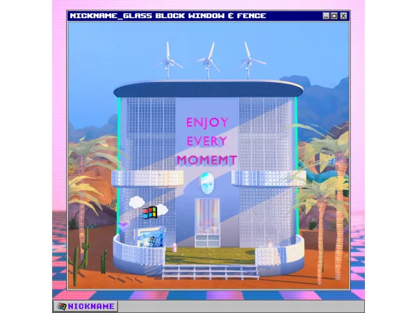 Mix glass block window fence by simsfinds - The Sims 4 Custom Content