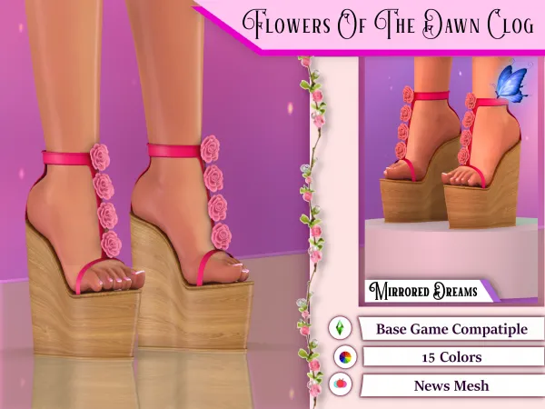 Alpha Flowers Of The Dawn Clog (NOW FREE) by mirroreddreamscc - The Sims 4 Custom Content