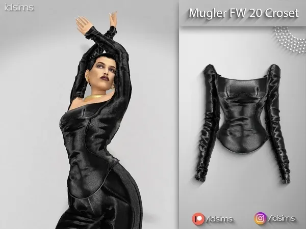Alpha Mugler FW 20 Corset by polygoncouture - The Sims 4 custom content