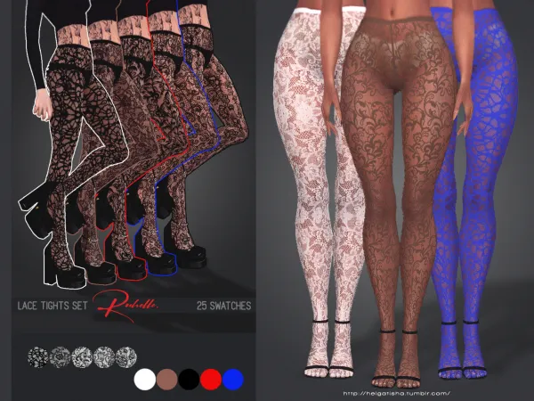 Mix Lace tights set Rochelle by helgatisha - The Sims 4 Custom Content