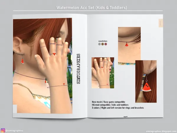Alpha Watermelon Acc Set (Kids Toddlers) FIXED by simtographies - The Sims 4 Custom Content