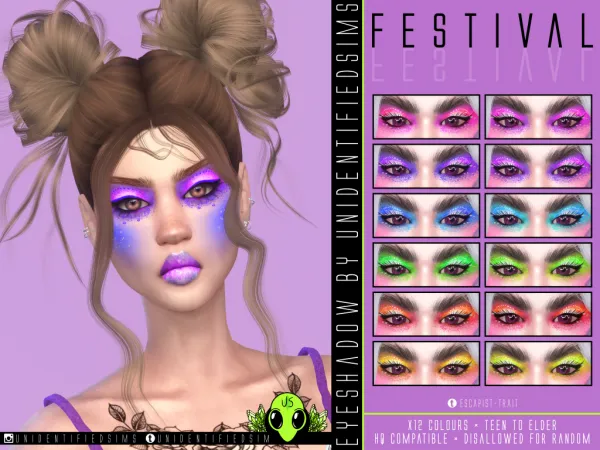 Mix Festival Makeup Set Eyeshadow by unidentifiedsims - The Sims 4 Custom Content