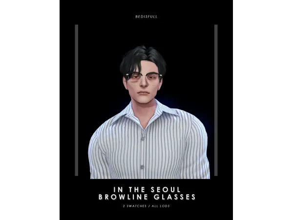 Mix BED_TS4 M In the seoul browline glasses by BED MUSAE - The Sims 4 Custom Content